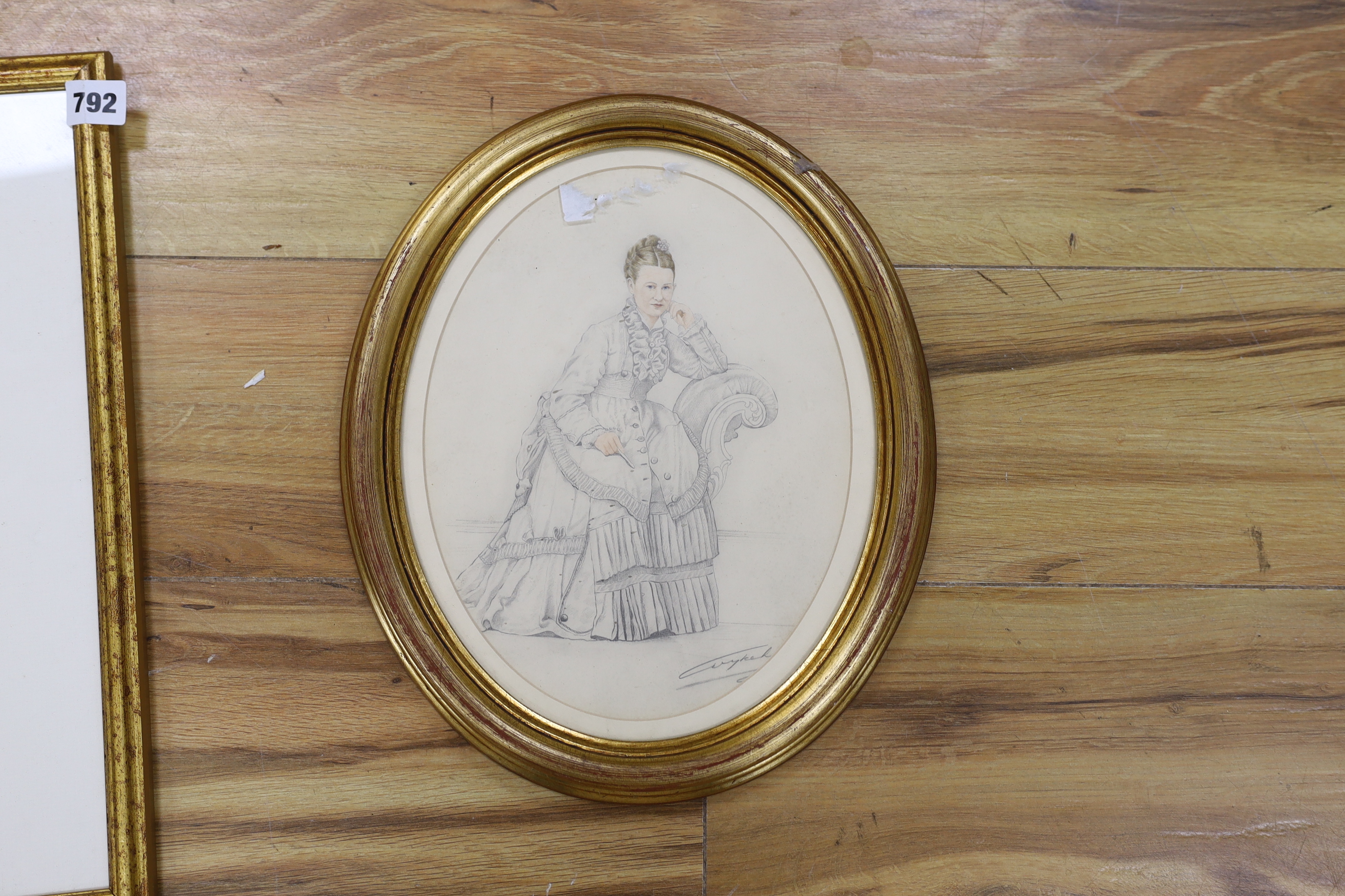 Victorian School, pencil and watercolour, Portrait of a seated lady, indistinctly signed, 27 x 20cm